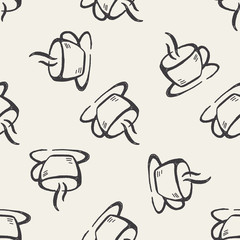 coffee cup doodle seamless pattern background