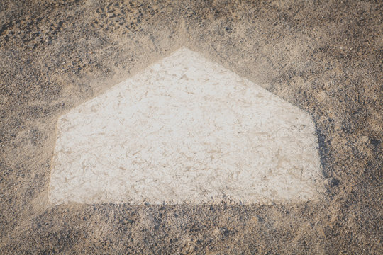 close - up Baseball homeplate from baseball field