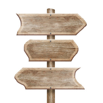 Wooden sign isolated on white