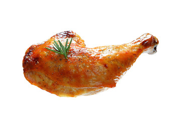 Grilled chicken thigh isolated on white background