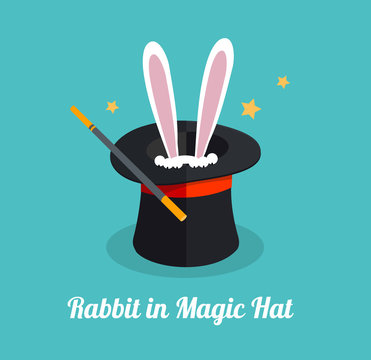 Vector rabbit in magic hat