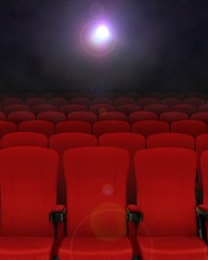 Cinema seats with projector lights