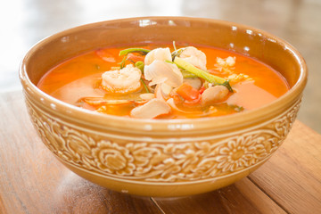Tom Yum Kung thai spicy seafood soup