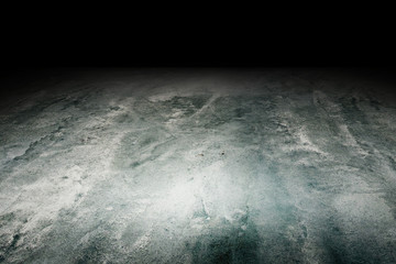 Perspective grunge concrete floor fade to black background, Temp