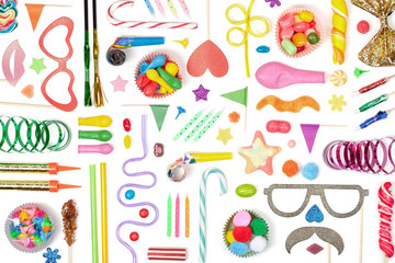 party and celebration elements on white background