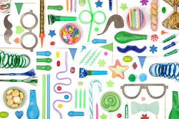 party and celebration elements on white background