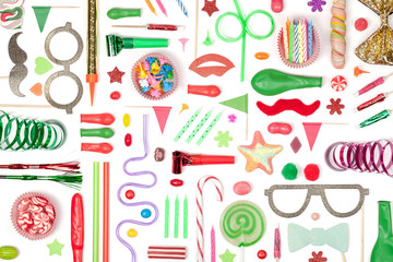 party and celebration elements on white background