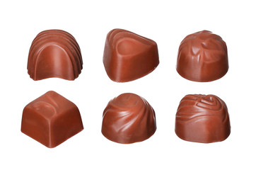 Chocolate candies collection isolated on white background