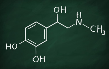 Chemical formula of Epinephrine on a blackboard © makaule
