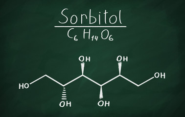 Chemical formula of Sorbitol on a blackboard