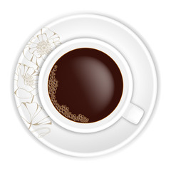 Coffee Cup and saucer with poppies
