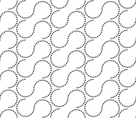 Black and white geometric seamless pattern with circle.
