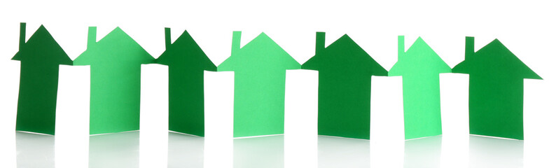 Paper houses isolated on white