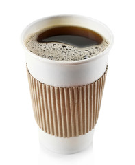 Paper cup of coffee isolated on white