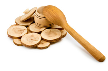 wooden utensil on white background