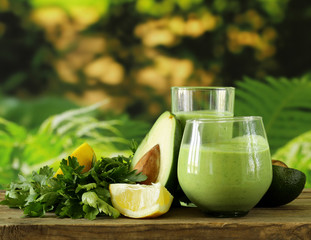 natural drink smoothie with avocado and yogurt