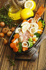 Roasted fish with vegetables