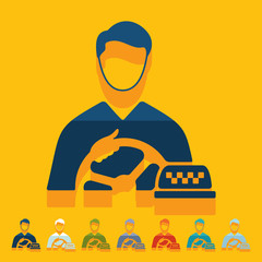 Flat design: taxi driver