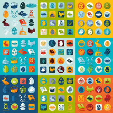 Set of easter icons