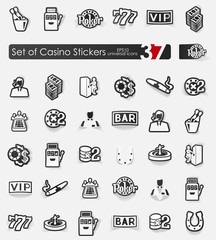 Set of casino stickers
