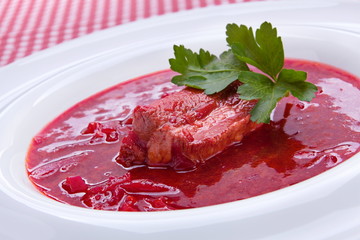 Ukrainian red soup with beetroot