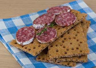 Crispbread with salami
