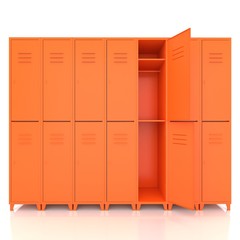orange empty lockers isolate on white background