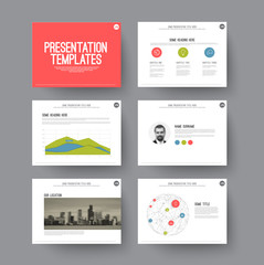 Presentation slides with infographic elements
