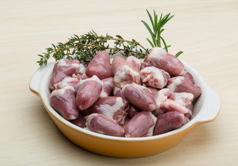Raw chicken hearts