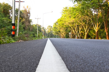 Fototapeta na wymiar Empty of asphalt road in the countryside of Thailand