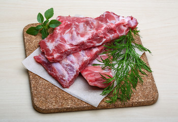Raw pork ribs