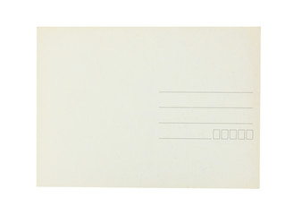 blank post card isolated on white background