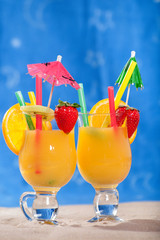 Exotic cocktail on the blue