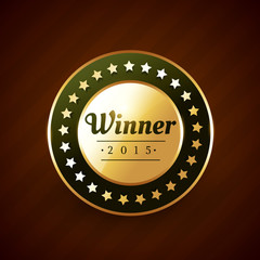 winer of the year goldeb label badge design with stars
