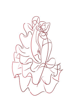 Gesture drawing flamenco dancer expressive pose