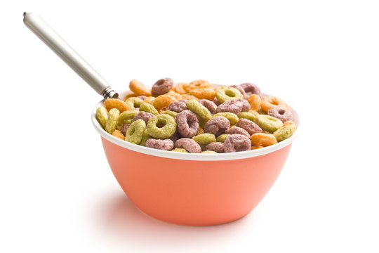colorful cereal rings in bowl