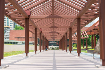 wooden corridor structure