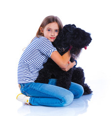 Girl with his Kerry Blue Terrier