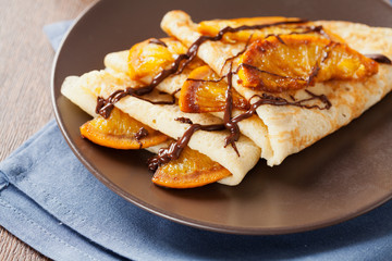 Crepes Suzette - thin pancakes with orange sauce
