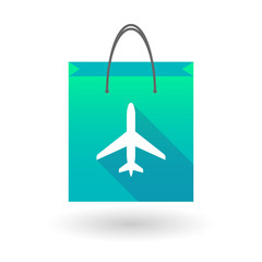 Shopping bag icon with a plane