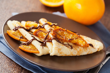 Crepes Suzette - thin pancakes with orange sauce