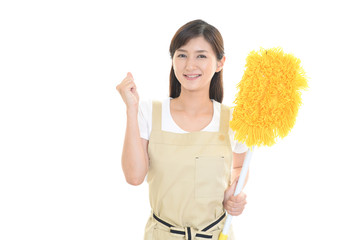 ガッツポーズの女性