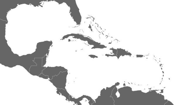 Golf von Mexiko in grau (mit Grenzen)