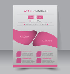 Flyer template. Business brochure. A4 poster pink color.