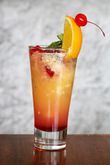 Mixed fruits mint cocktail in a glass