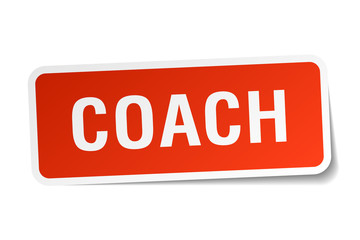 coach red square sticker isolated on white