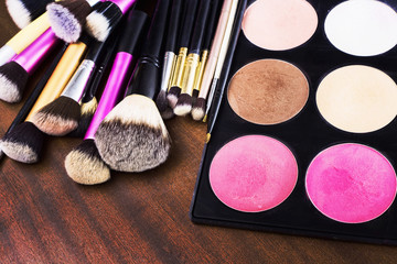 Make up tools, brushes and shadows