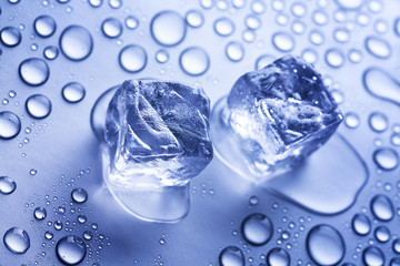 water drops pattern and ice cubes