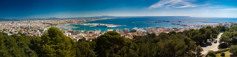 Fototapeta na wymiar aerial panoramic view of Palma de Mallorca