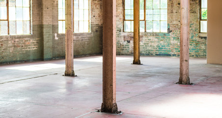 Empty warehouse office or commercial area, industrial background